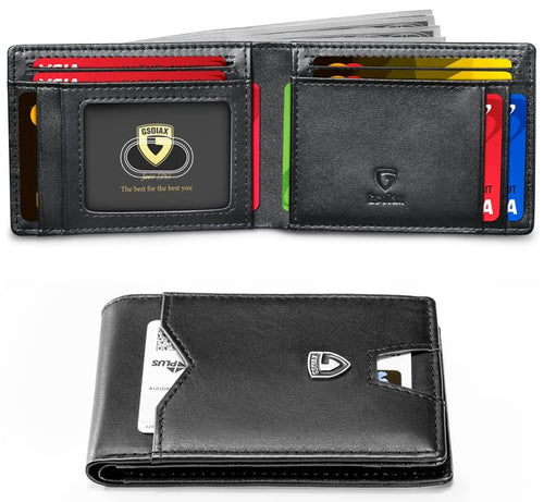 🔥Men's Ultra-Thin Leather Stitching Wallet -✨Simple Carbon Fiber Bi-Fold