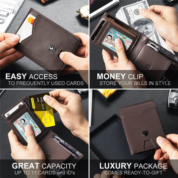 🔥Men's Ultra-Thin Leather Stitching Wallet -✨Simple Carbon Fiber Bi-Fold