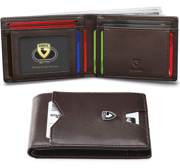 🔥Men's Ultra-Thin Leather Stitching Wallet -✨Simple Carbon Fiber Bi-Fold