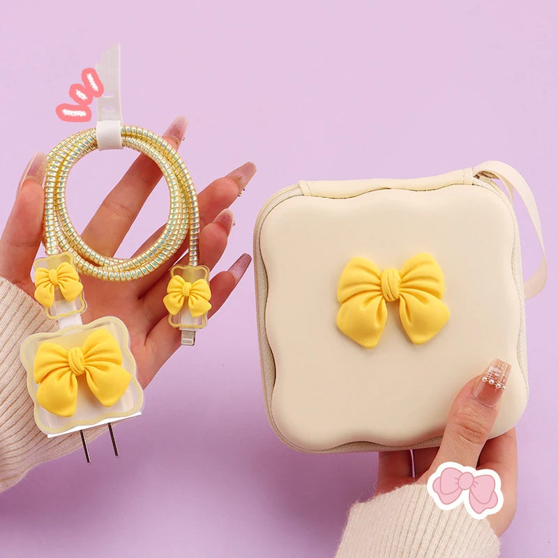 ✨Hot selling trend🔥Bow knot charger data cable storage bag