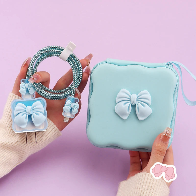 ✨Hot selling trend🔥Bow knot charger data cable storage bag