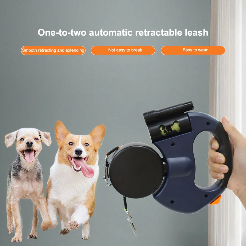✨Hot New Arrivals🔥360 Degree Tangle-Free Automatic Double Pet Leash with LED Light
