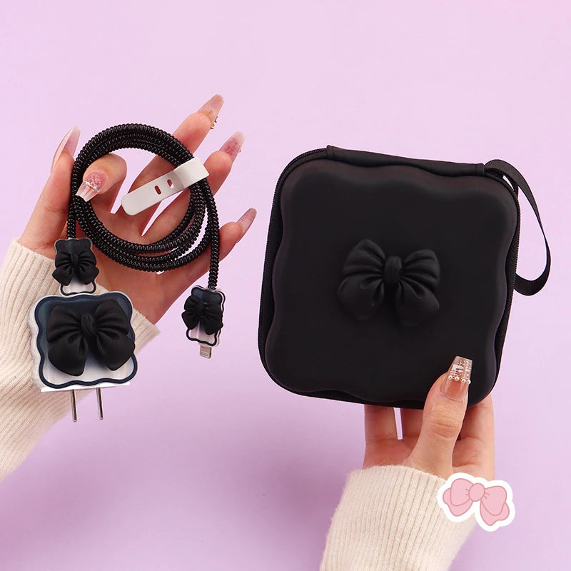 ✨Hot selling trend🔥Bow knot charger data cable storage bag