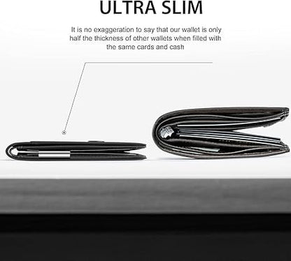 🔥Men's Ultra-Thin Leather Stitching Wallet -✨Simple Carbon Fiber Bi-Fold
