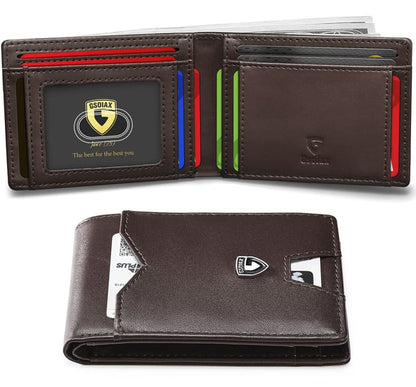 🔥Men's Ultra-Thin Leather Stitching Wallet -✨Simple Carbon Fiber Bi-Fold