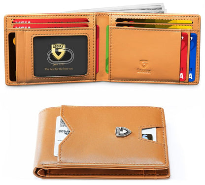 🔥Men's Ultra-Thin Leather Stitching Wallet -✨Simple Carbon Fiber Bi-Fold