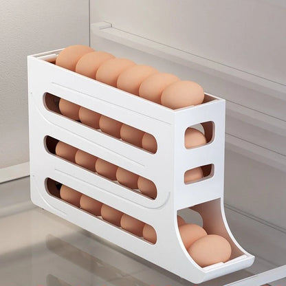 Hot Egg Holder 4 Layers Self-acting Refrigerator Freshable Eggs Storage Container Box High Capacity Rolling Egg Rack Dispenser