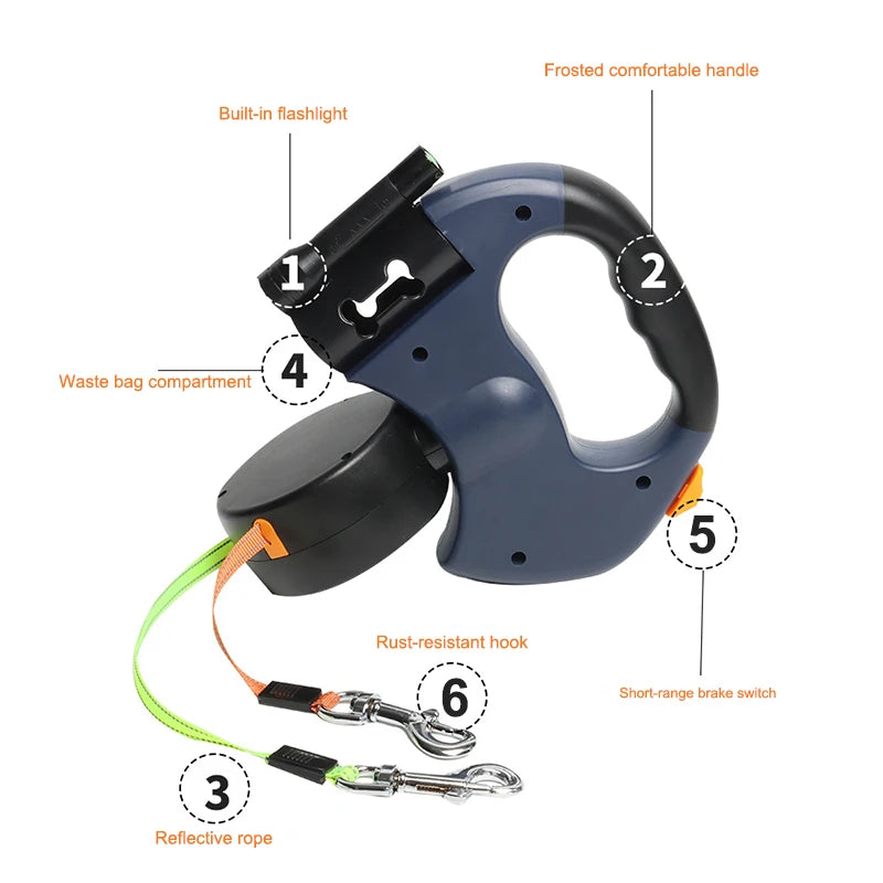 ✨Hot New Arrivals🔥360 Degree Tangle-Free Automatic Double Pet Leash with LED Light