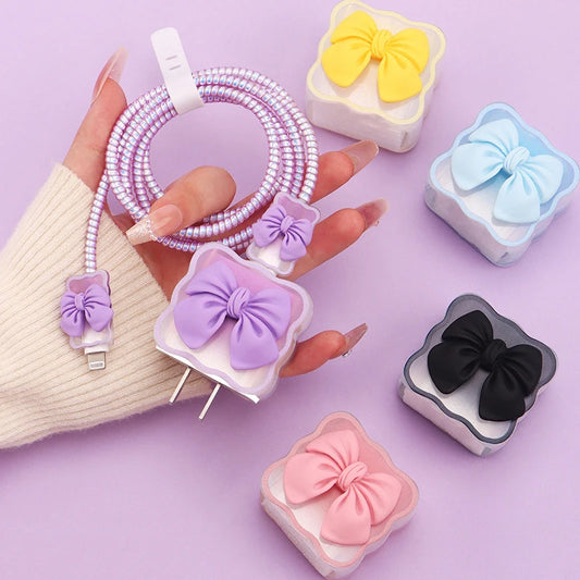✨Hot selling trend🔥Bow knot charger data cable storage bag